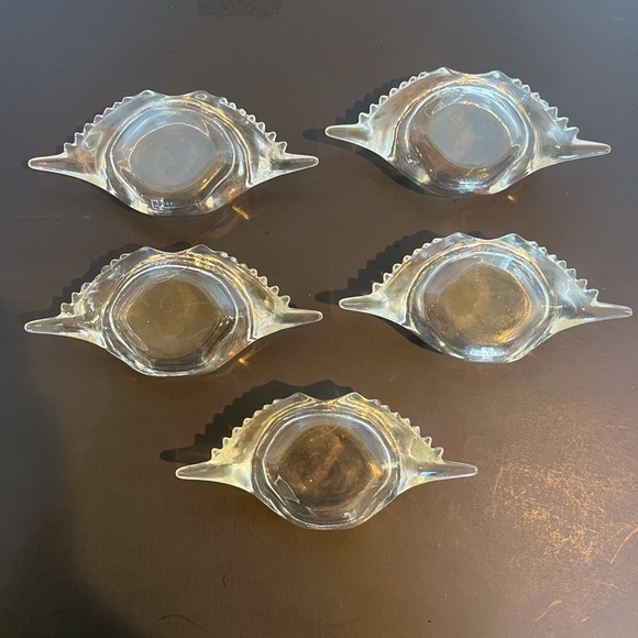 Vintage Glasbake Clear Glass Deviled Crab Baking Shell Dishes Set of 5 - Picture 2 of 12